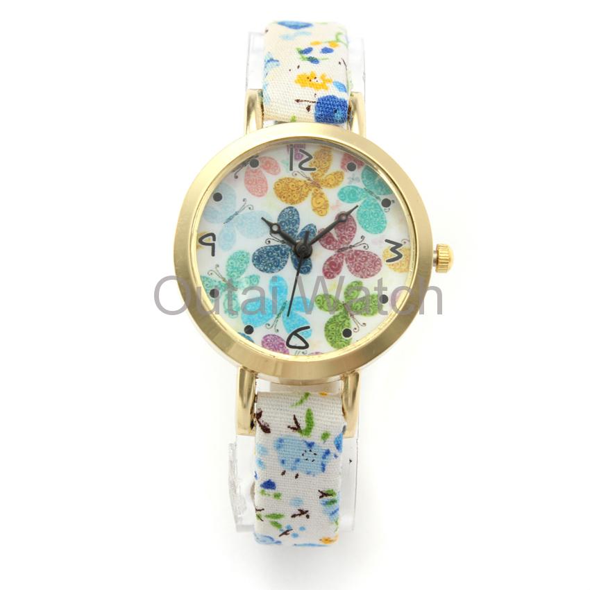 silicon white strap with fashion pattern lady watch